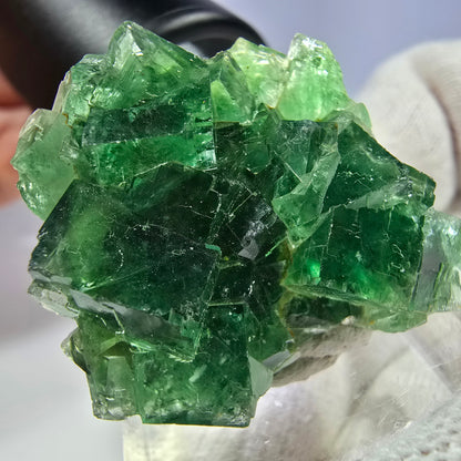 Rare spécimen de cube de fluorite fantôme, parqueté, vert Okorusu, Namibie 36*32*16 mm 