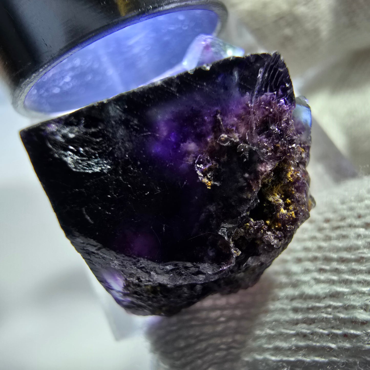Spécimen rare de cube de fluorite fantôme, vert zonal et violet, Okorusu, Namibie, 24 x 24 x 19 mm 