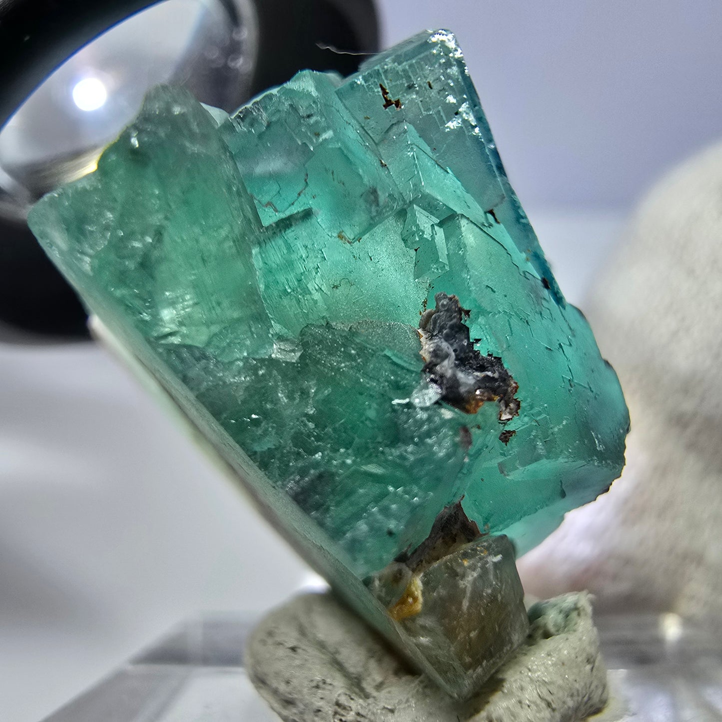 Spécimen de cube de fluorite fantôme parqueté zonal Okorusu, Namibie 34*27*19mm 