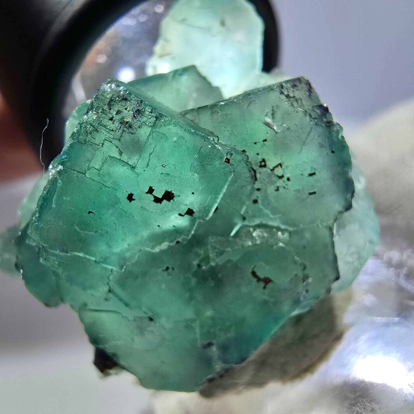 Spécimen de cube de fluorite fantôme parqueté zonal Okorusu, Namibie 34*27*19mm 