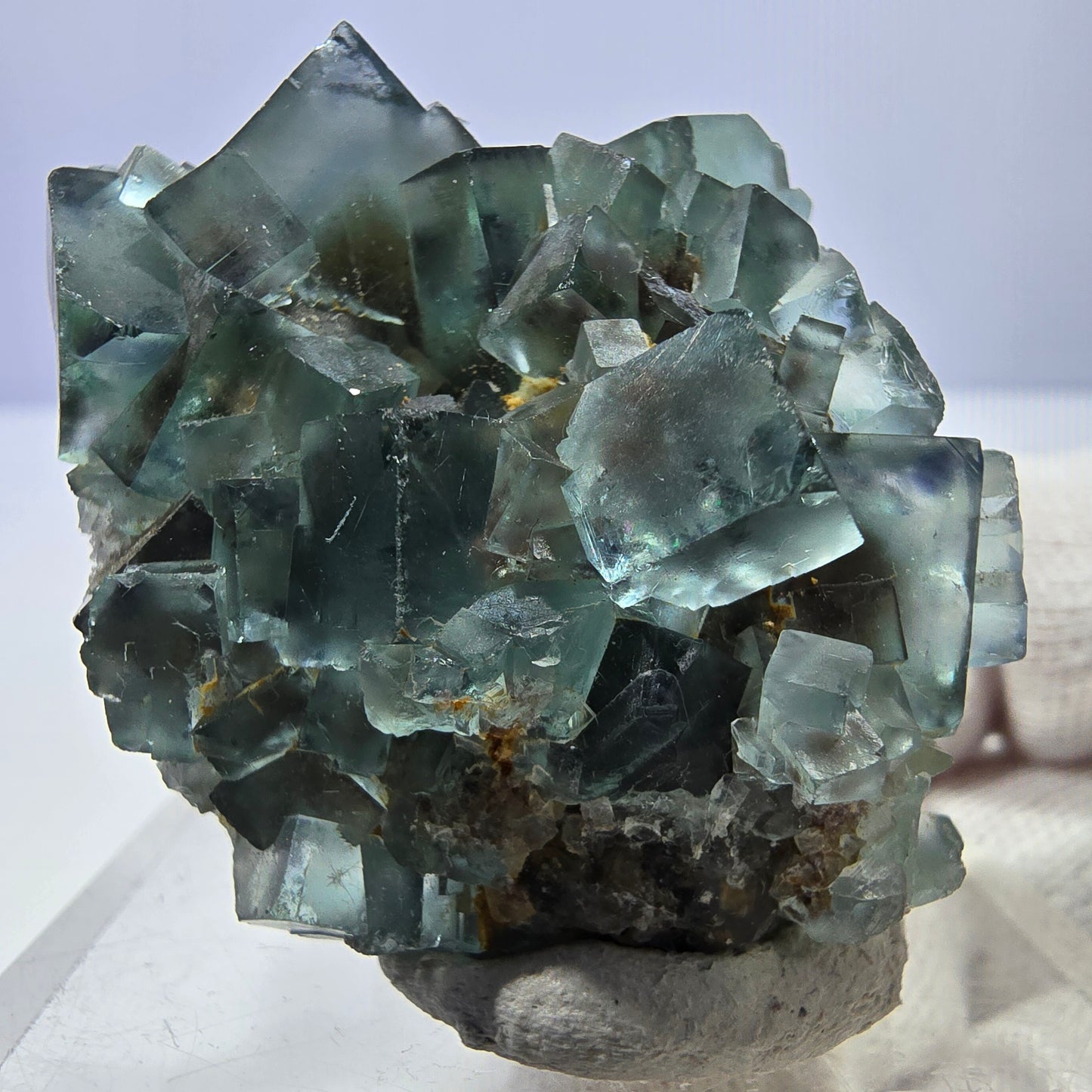Rare spécimen de cube de fluorite fantôme, vert-brun, Okorusu, Namibie, 46 x 37 x 21 mm 