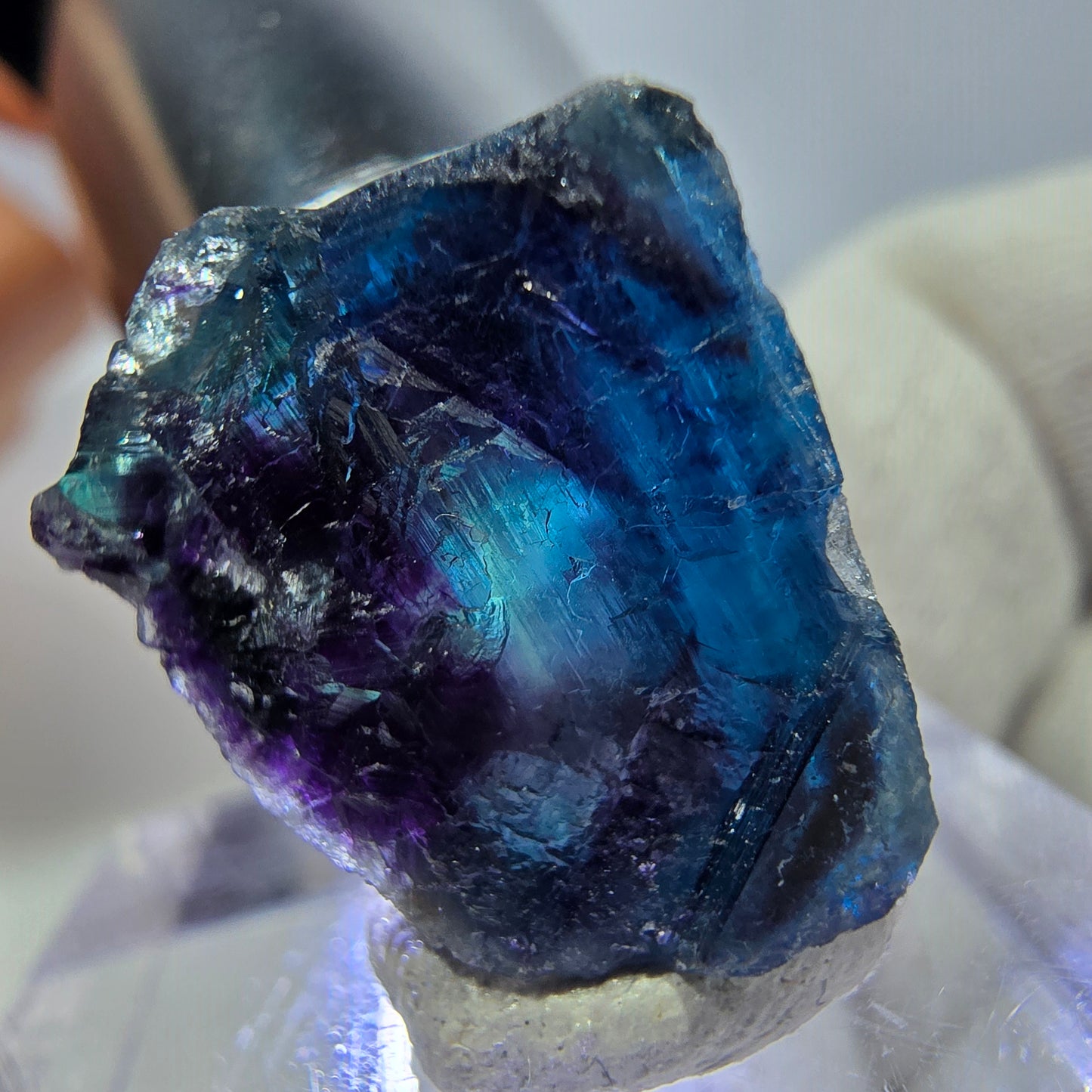 Spécimen de cube de fluorite fantôme, zonal – Nouvelle découverte ! Okorusu, Namibie, 21 x 21 x 14 mm 