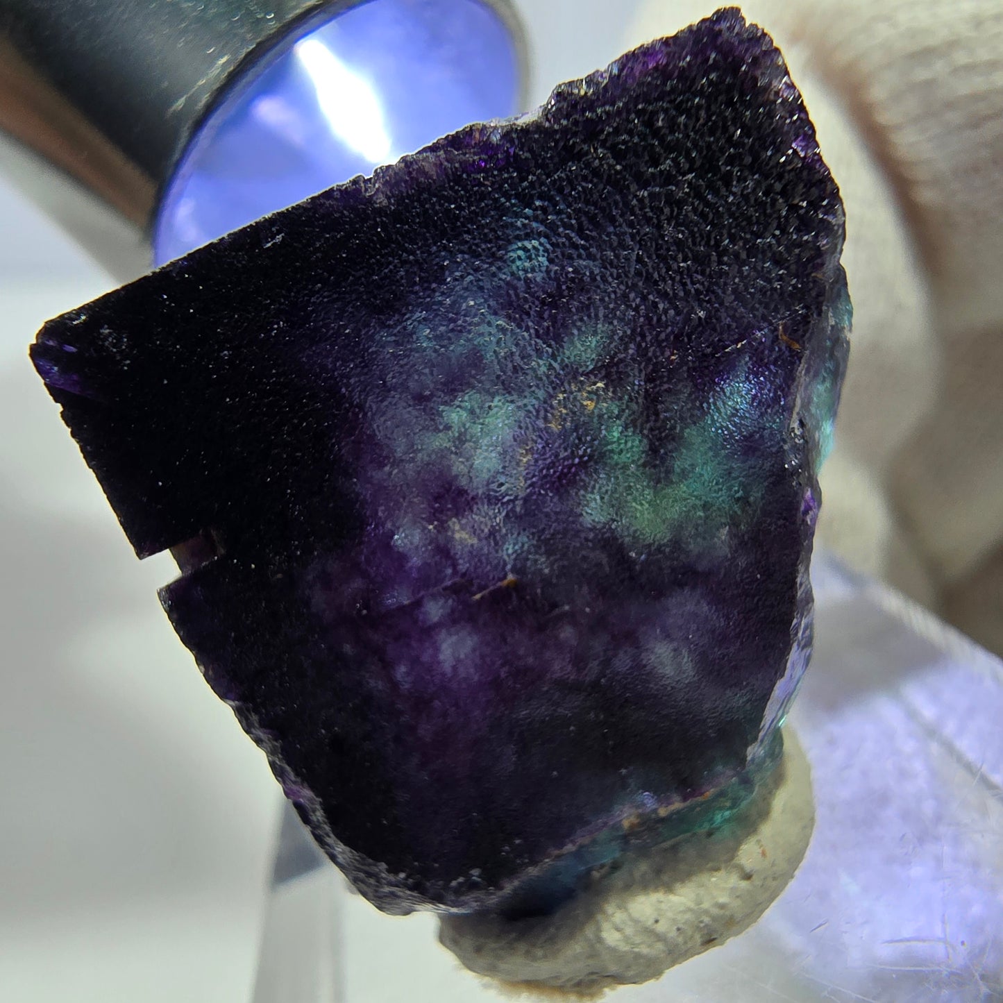 Rare cube de fluorite fantôme, vert violet zonal Okorusu, Namibie 28*21*20 mm 