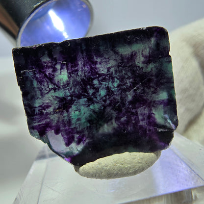 Rare cube de fluorite fantôme, vert violet zonal Okorusu, Namibie 29*25*15 mm 
