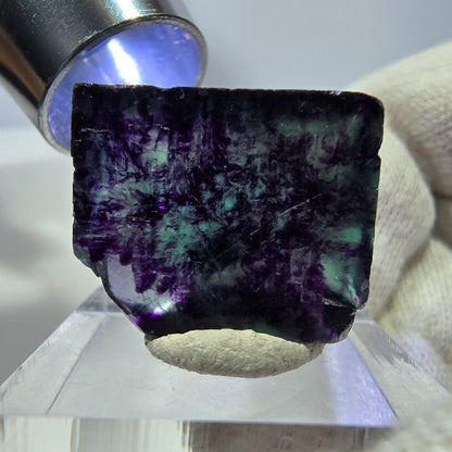 Rare cube de fluorite fantôme, vert violet zonal Okorusu, Namibie 29*25*15 mm 