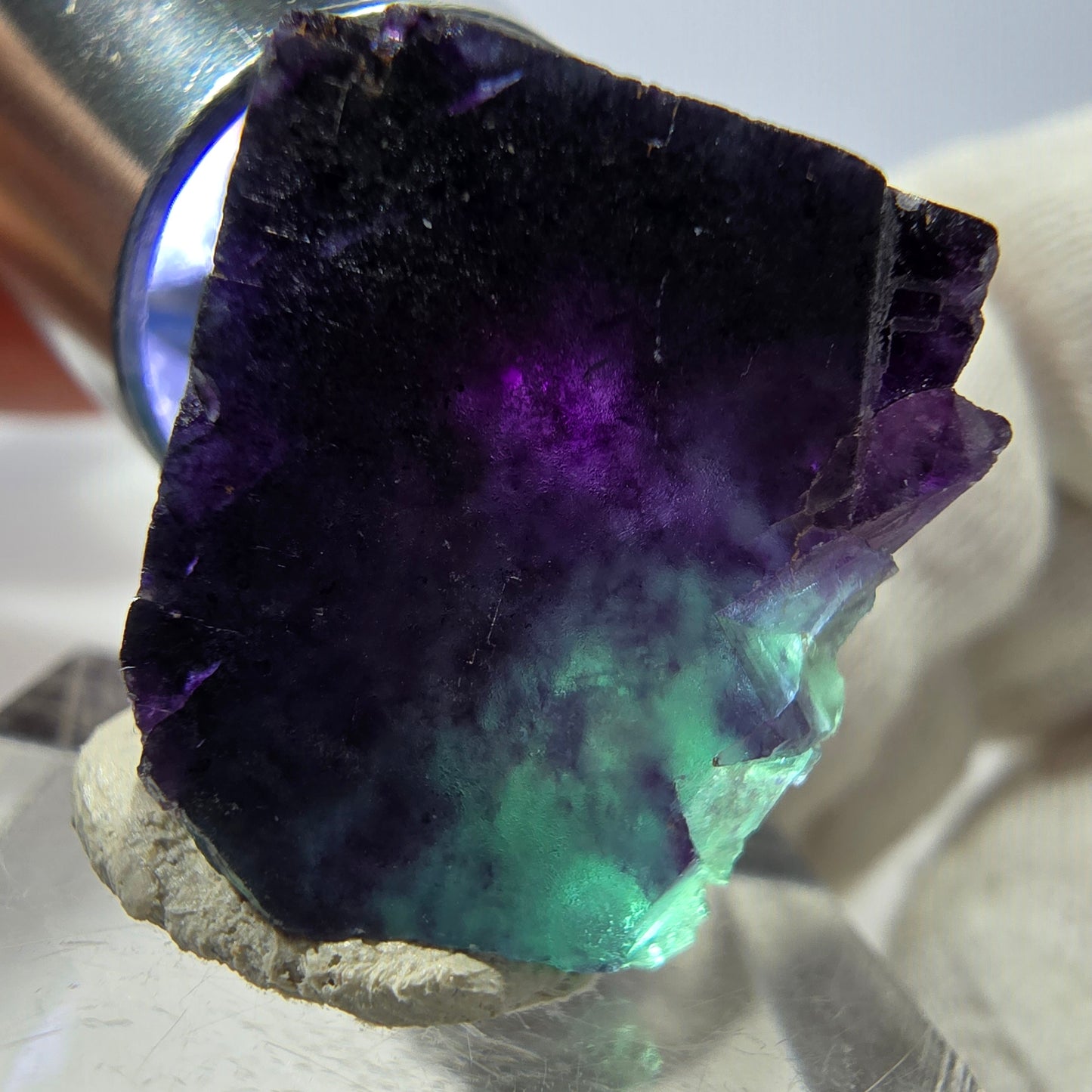 Rare cube de fluorite fantôme, vert violet zonal Okorusu, Namibie 24 x 20 x 20 mm 
