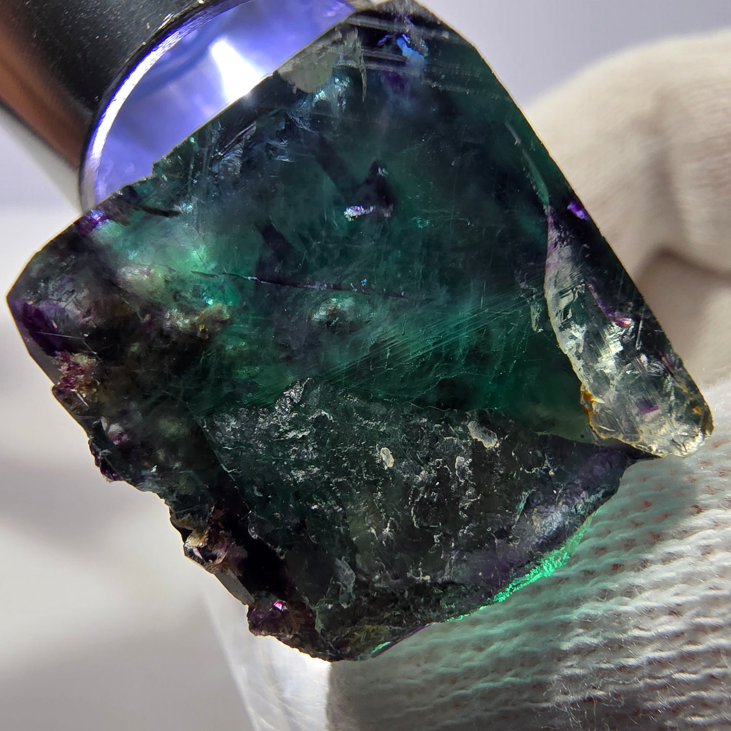 Rare cube de fluorite fantôme, vert violet zonal Okorusu, Namibie 30*27*20mm 