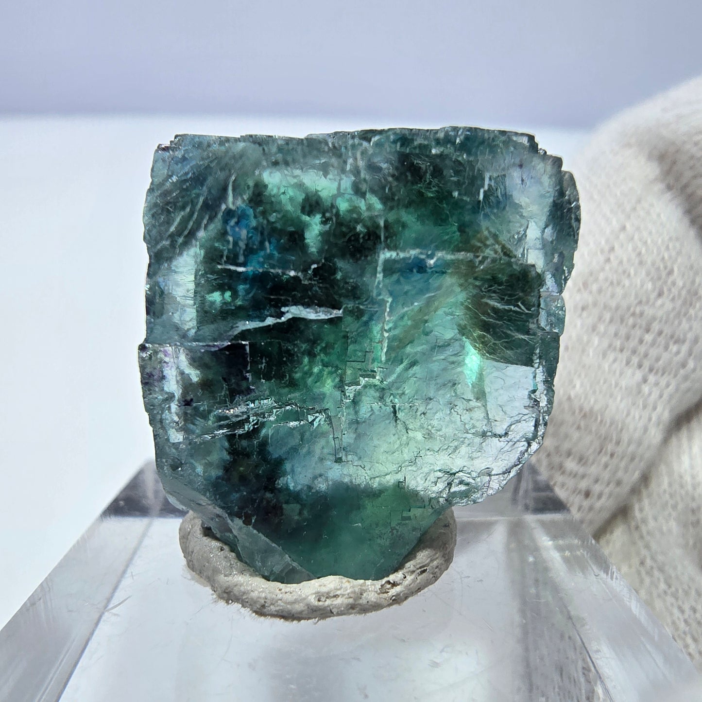 Rare cube de fluorite fantôme, vert parqueté Okorusu, Namibie 26*26*15mm 