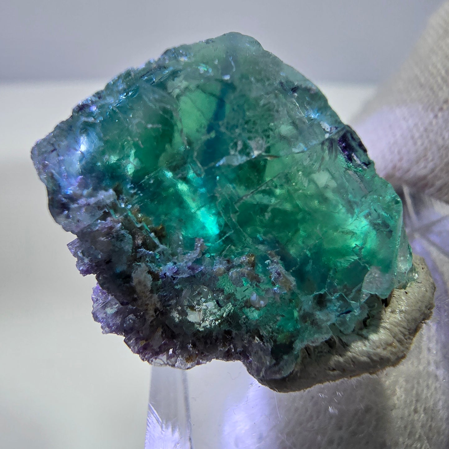 Rare cube de fluorite fantôme, vert parqueté Okorusu, Namibie 26*26*15mm 