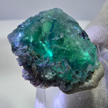 Rare cube de fluorite fantôme, vert parqueté Okorusu, Namibie 26*26*15mm 