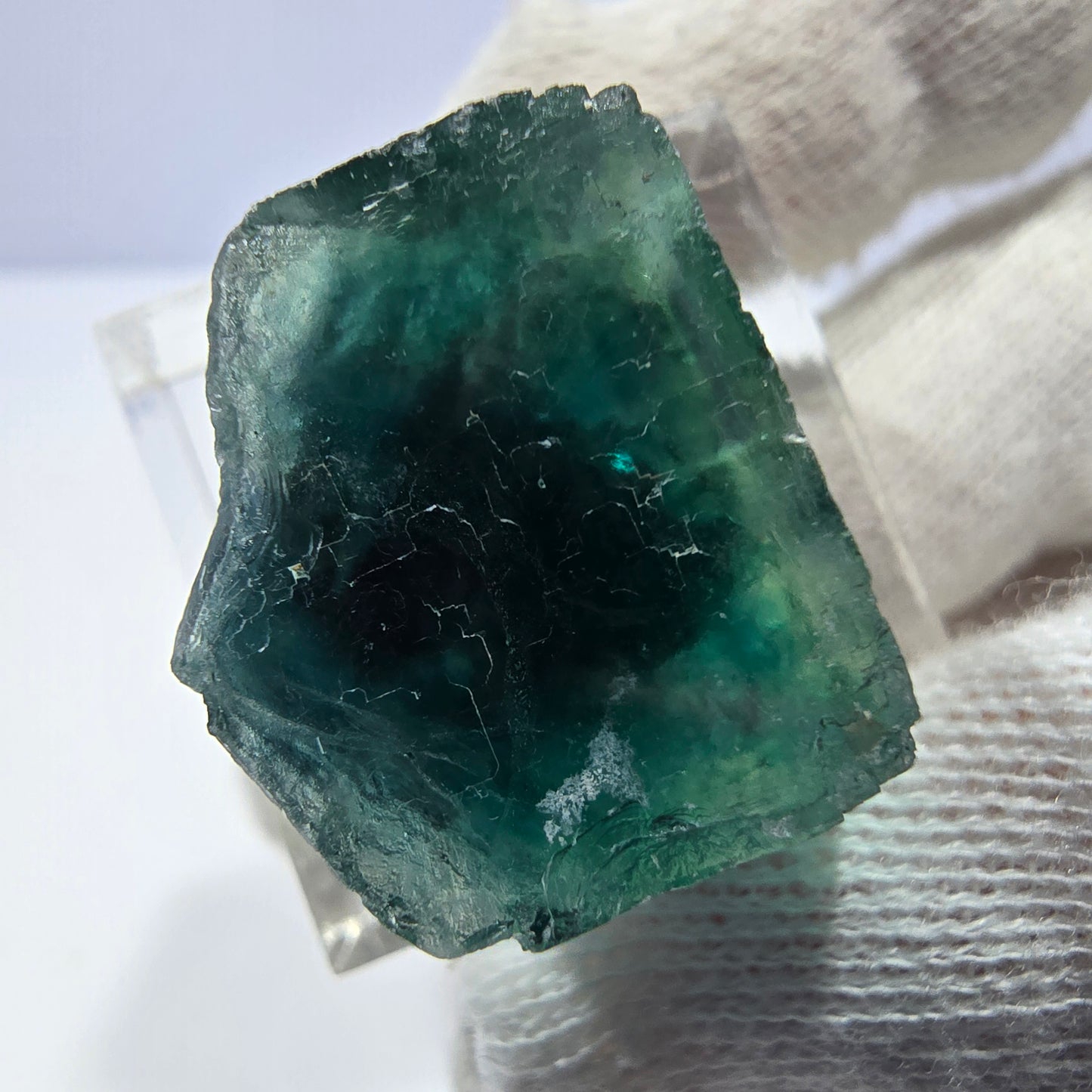 Rare cube de fluorite fantôme, vert violet, Okorusu, Namibie, 26 x 26 x 20 mm 