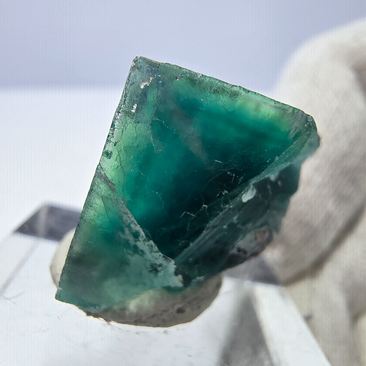 Rare cube de fluorite fantôme, vert violet, Okorusu, Namibie, 26 x 26 x 20 mm 