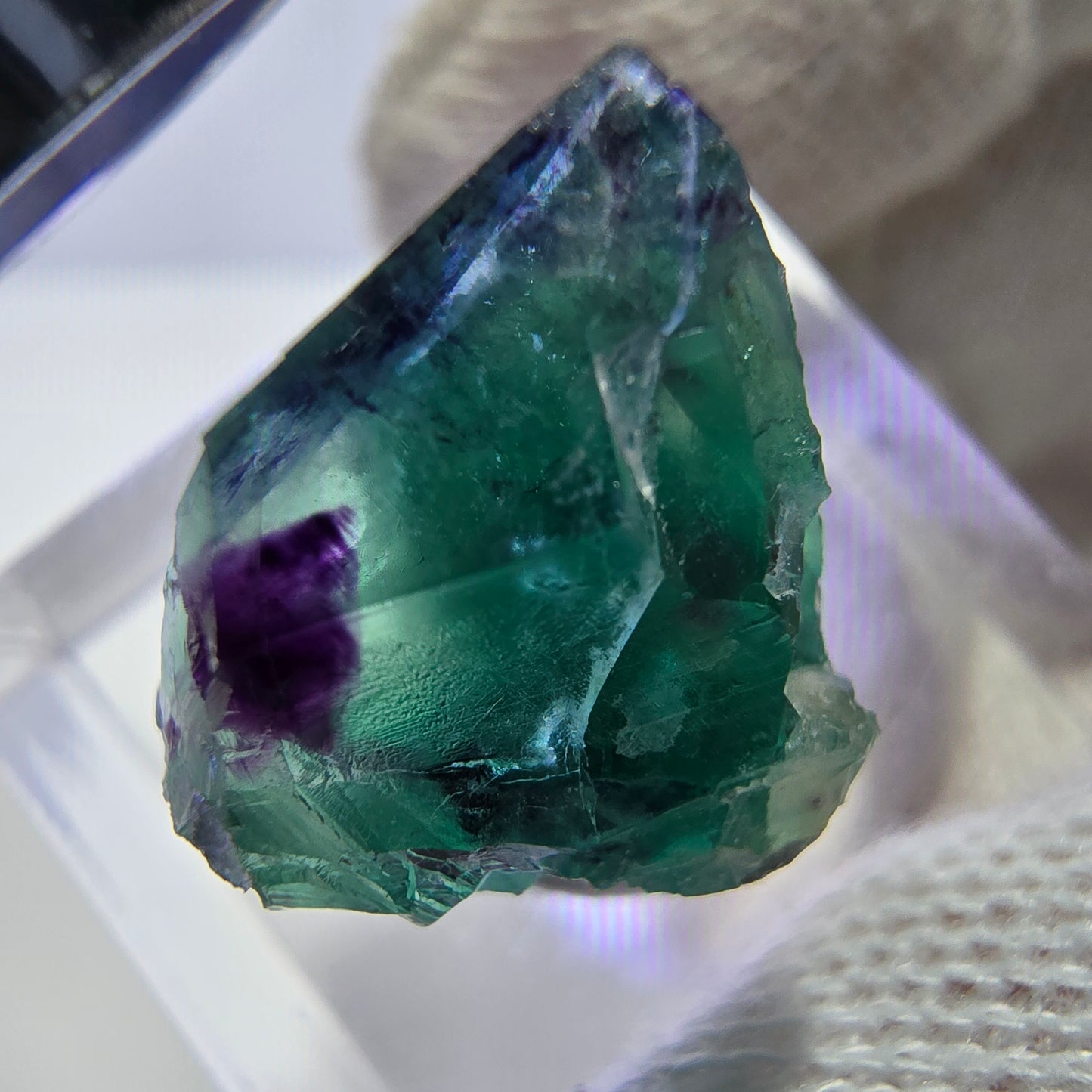 Rare Phantom Fluorite Cube, zonal green purple Okorusu, Namibia 19*17*13mm 