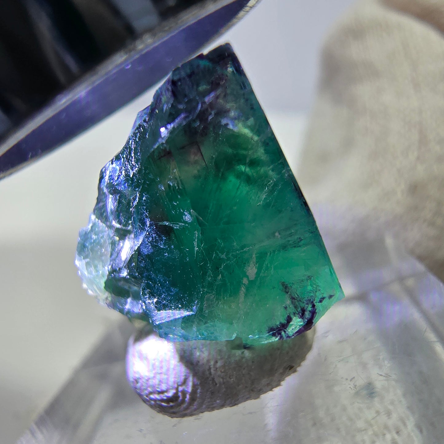 Rare Phantom Fluorite Cube, zonal green purple Okorusu, Namibia 19*17*13mm 