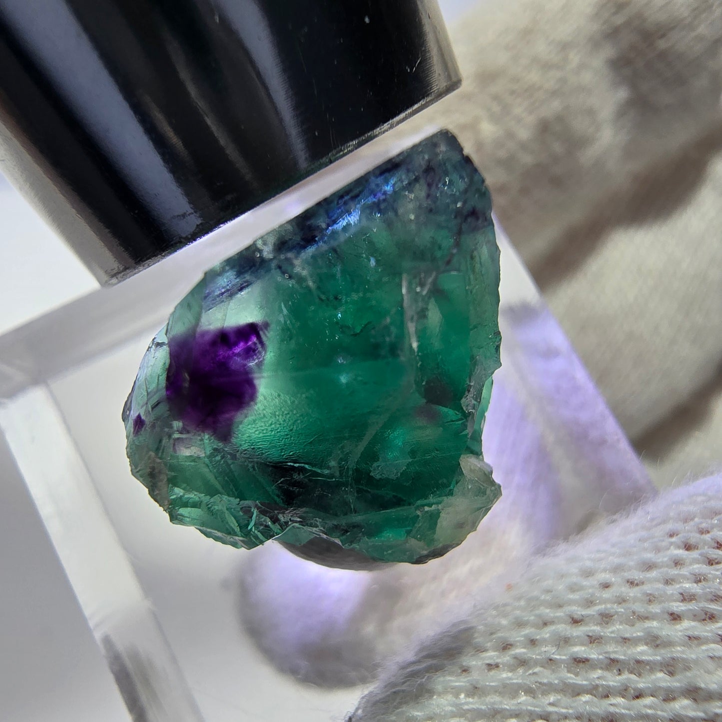 Rare Phantom Fluorite Cube, zonal green purple Okorusu, Namibia 19*17*13mm 