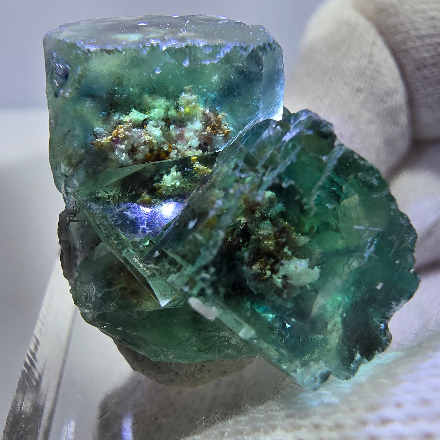 Rare Phantom Fluorite Cube Specimen, parqueted, green Okorusu, Namibia 29*23*21mm 