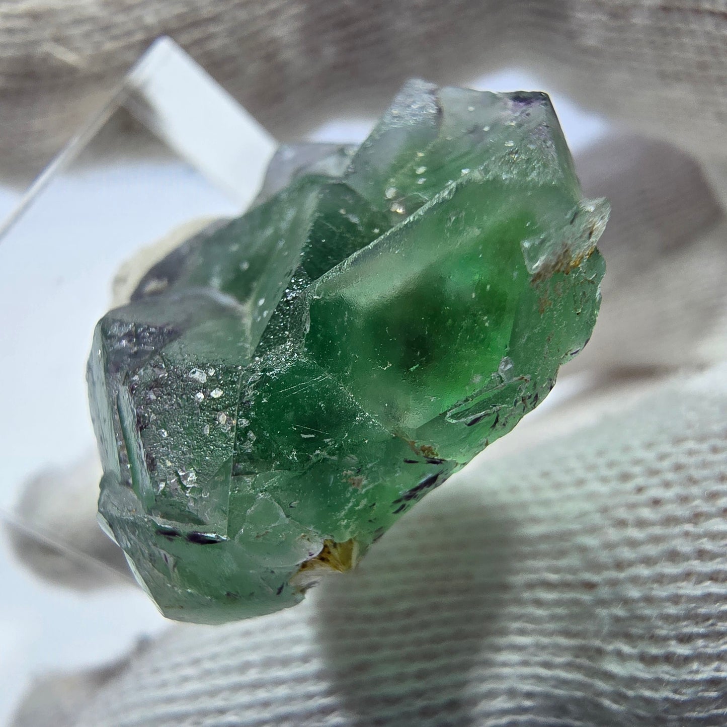 Rare Phantom Fluorite Cube Specimen zonal green purple Okorusu, Namibia 28*28*12mm
