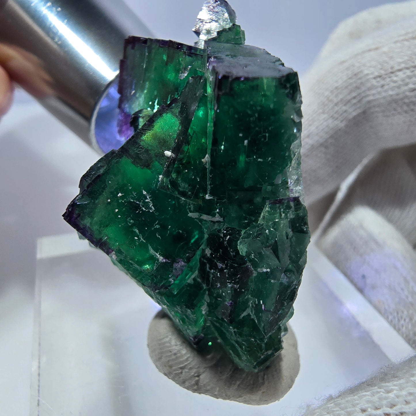 Rare Phantom Fluorite Cube Specimen zonal green purple Okorusu, Namibia 47*33*21mm 