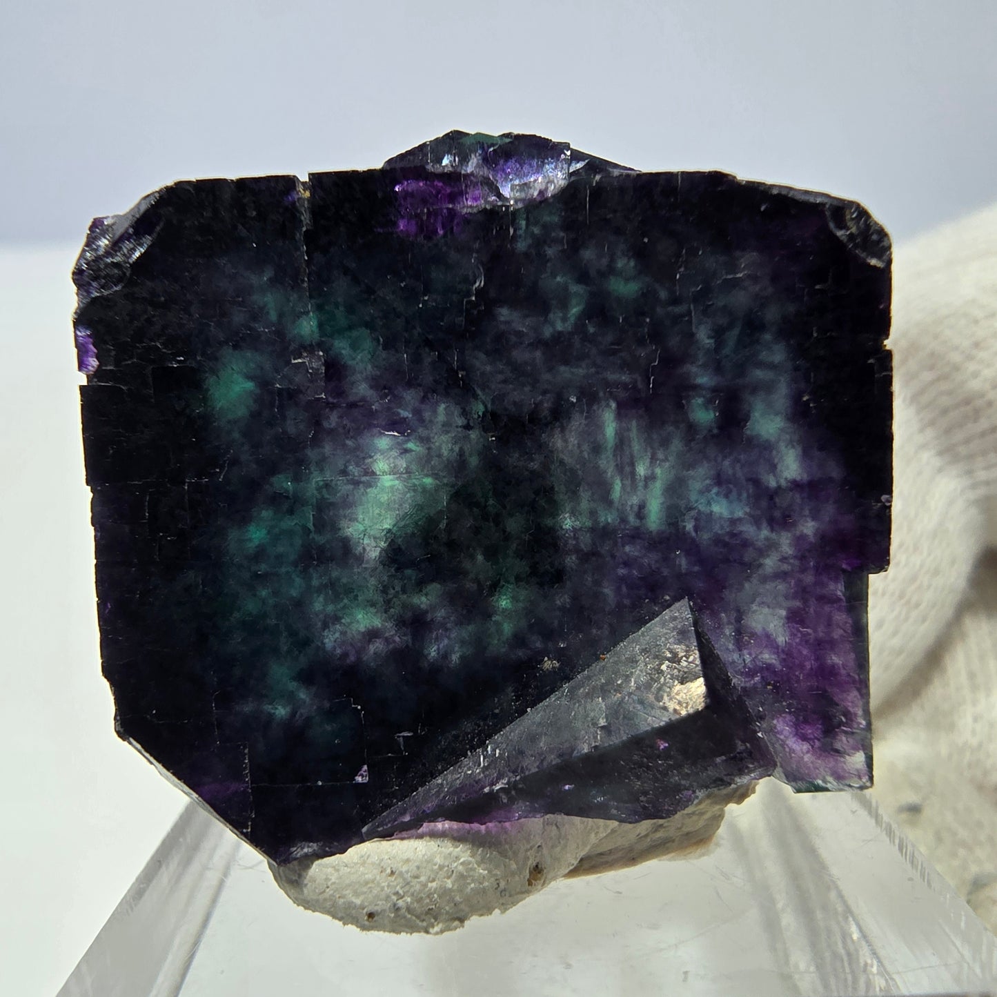 Rare Phantom Fluorite Cube Specimen zonal green purple Okorusu, Namibia 34*33*19mm 
