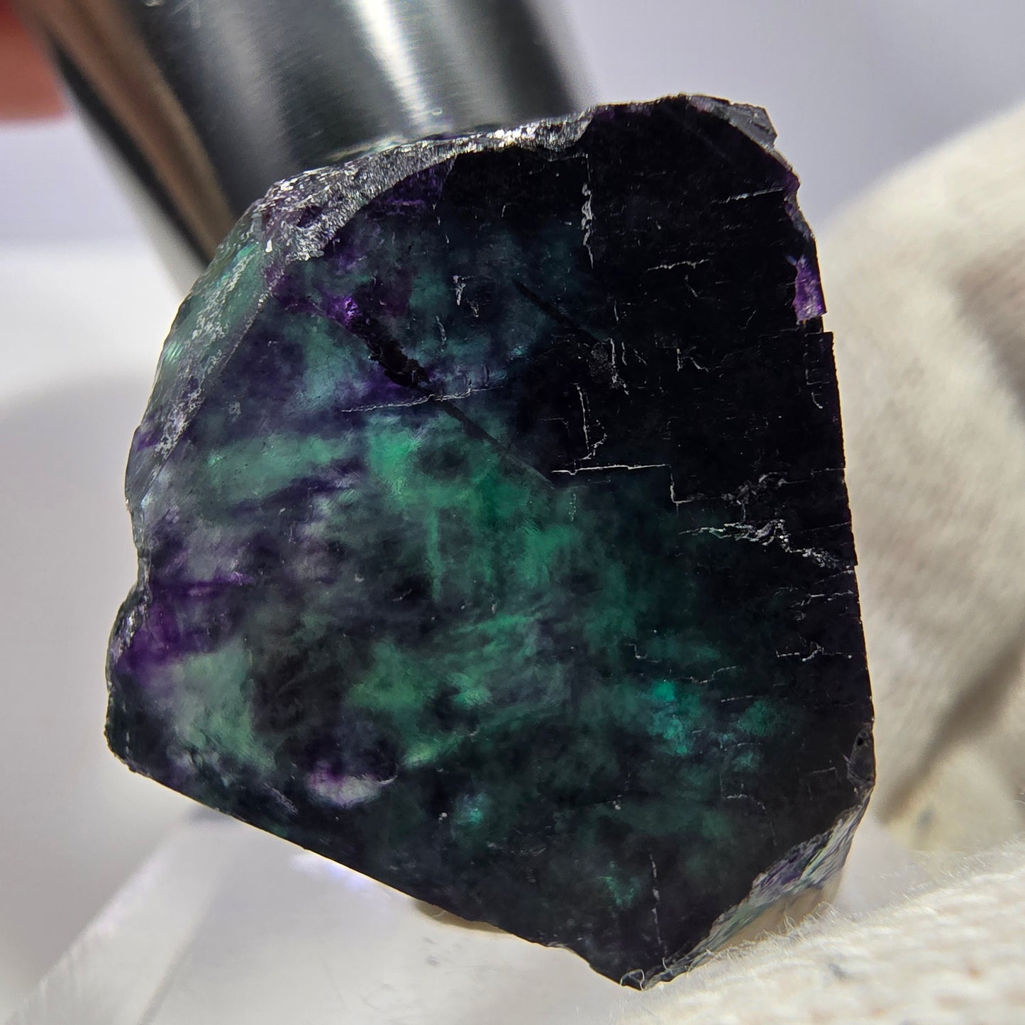 Rare Phantom Fluorite Cube Specimen zonal green purple Okorusu, Namibia 34*33*19mm 