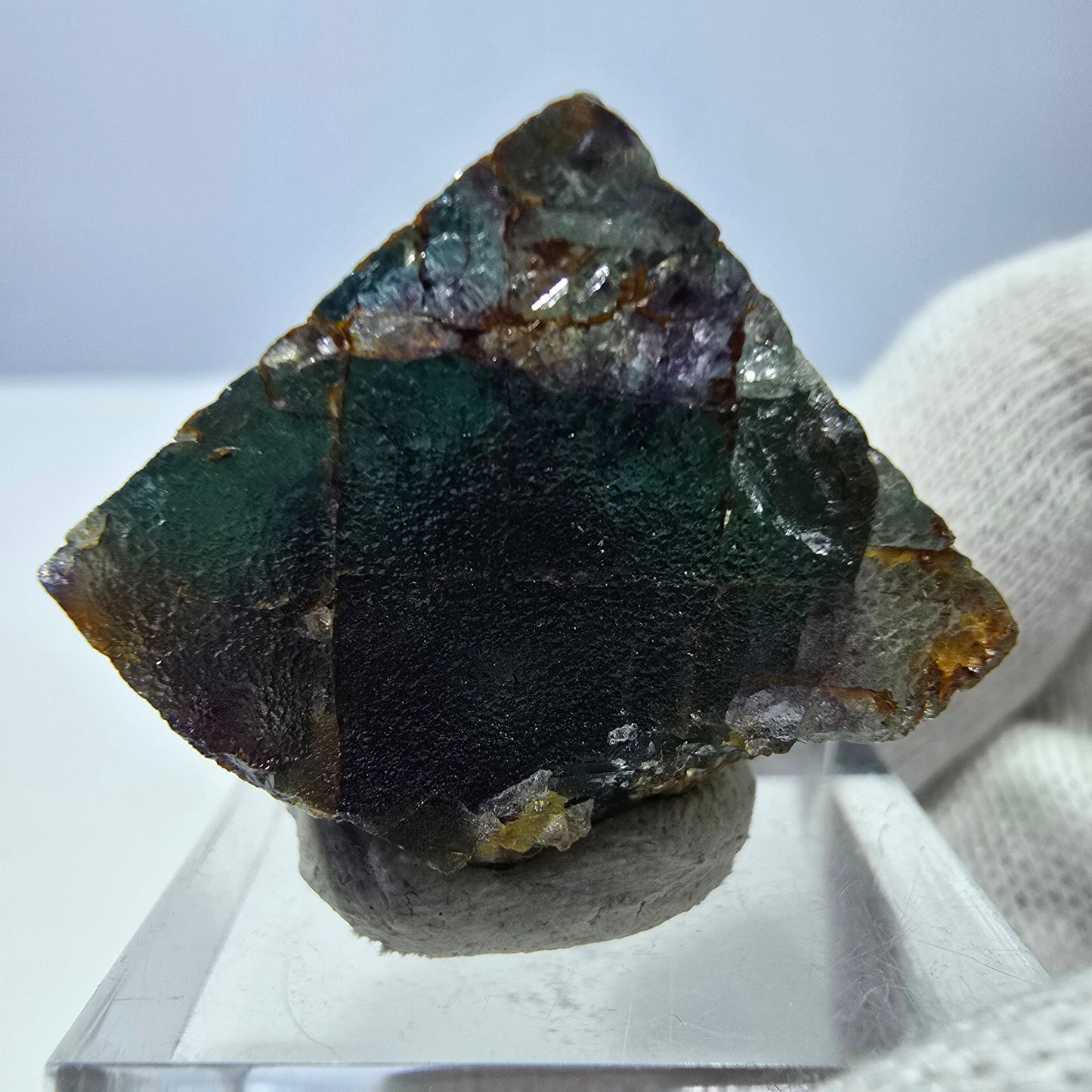 Rare cube de fluorite fantôme zonal, vert violet Okorusu, Namibie 28*25*20mm 