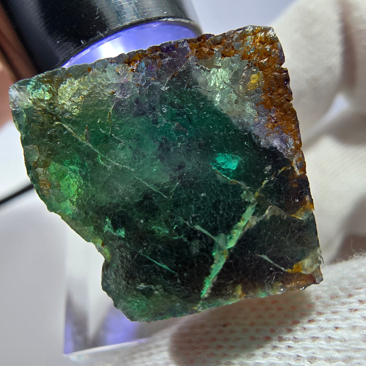 Rare cube de fluorite fantôme zonal, vert violet Okorusu, Namibie 28*25*20mm 