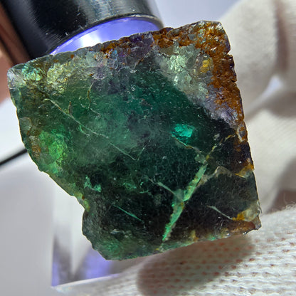 Rare cube de fluorite fantôme zonal, vert violet Okorusu, Namibie 28*25*20mm 