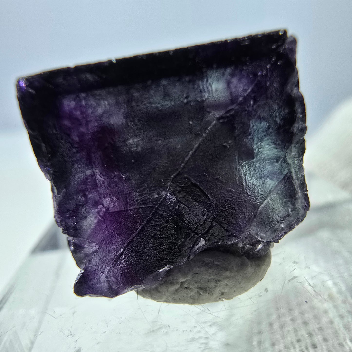 Rare cube de fluorite fantôme zonal, vert violet Okorusu, Namibie 18*17*12mm 