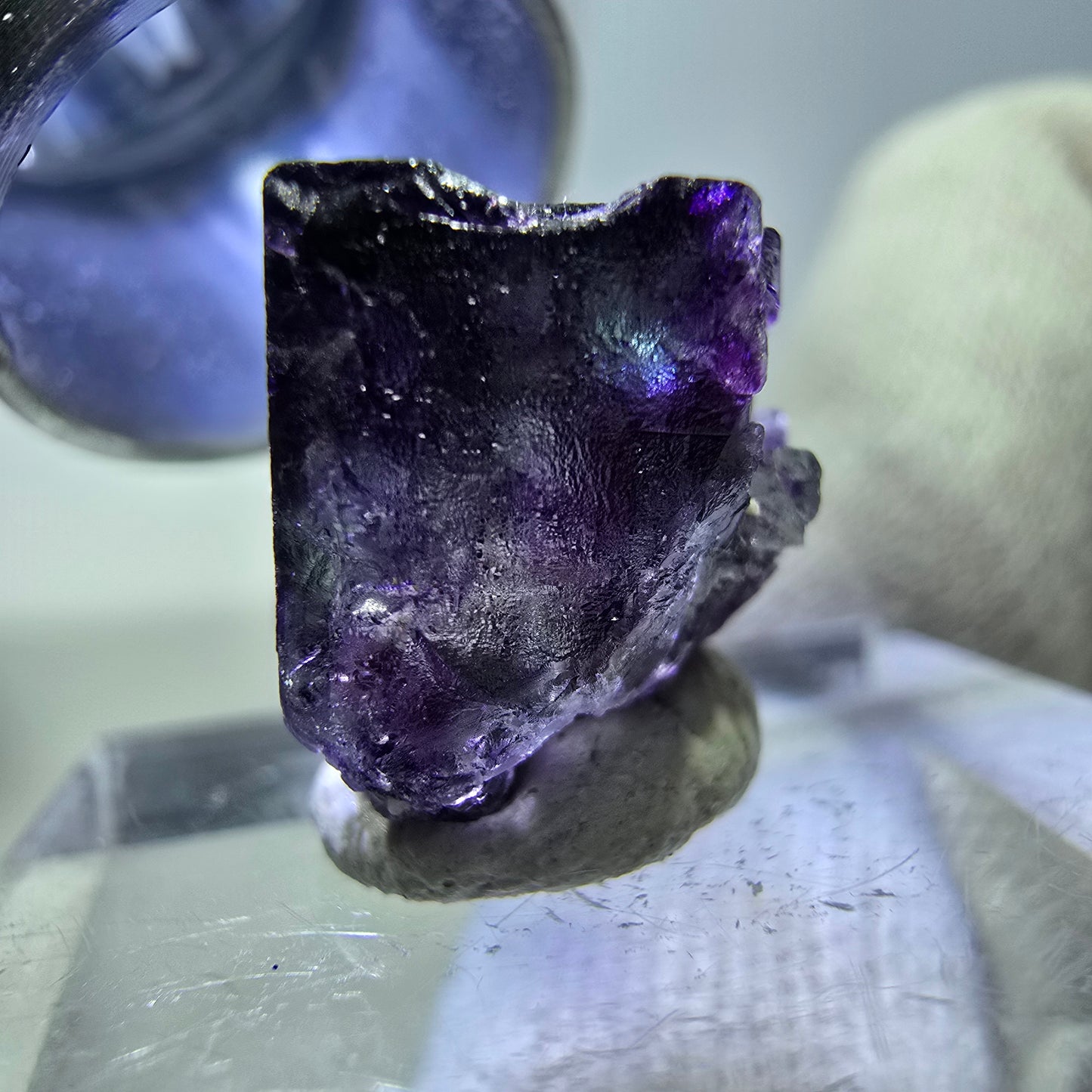 Rare cube de fluorite fantôme zonal, vert violet Okorusu, Namibie 18*17*12mm 