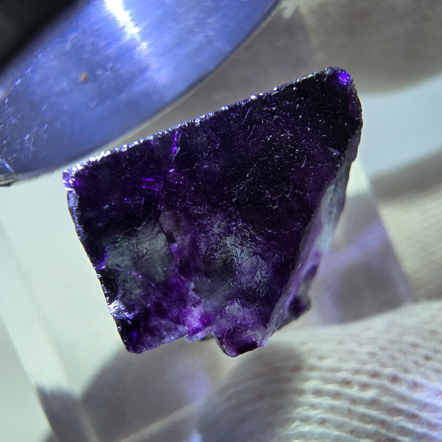 Rare cube de fluorite fantôme zonal, vert violet Okorusu, Namibie 18*17*12mm 
