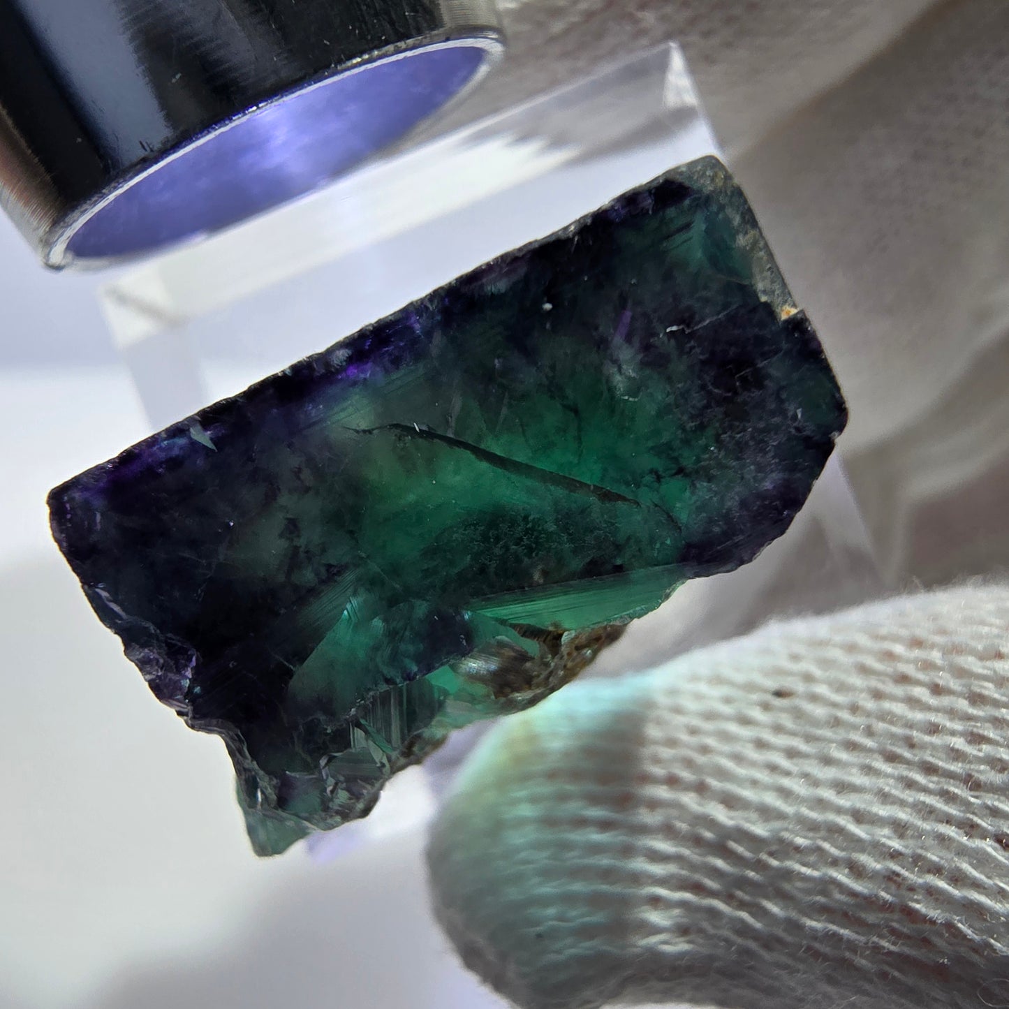 Rare cube de fluorite fantôme zonal, vert violet Okorusu, Namibie 28*27*14mm 