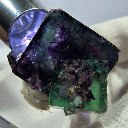 Spécimen zonal de cube de fluorite fantôme, vert violet, Okorusu, Namibie, 37 x 27 x 24 mm 