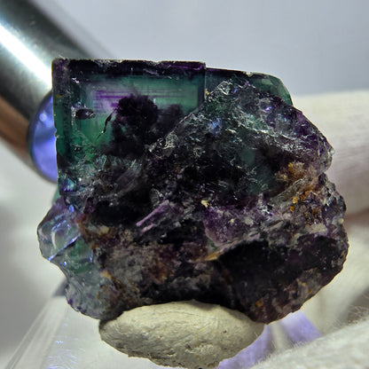 Spécimen zonal de cube de fluorite fantôme, vert violet, Okorusu, Namibie, 37 x 27 x 24 mm 