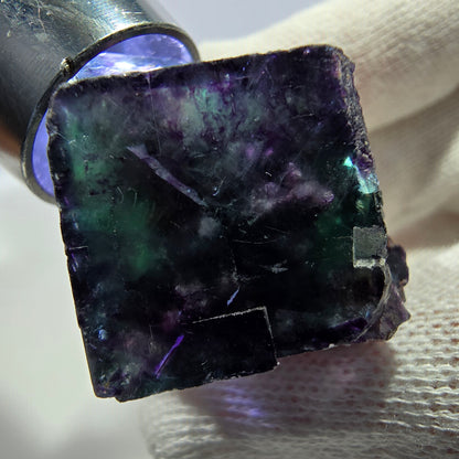 Spécimen zonal de cube de fluorite fantôme, vert violet, Okorusu, Namibie, 37 x 27 x 24 mm 