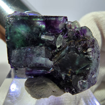 Spécimen zonal de cube de fluorite fantôme, vert violet, Okorusu, Namibie 33 x 22 x 20 mm 