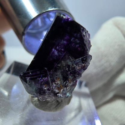 Spécimen de cube de fluorite fantôme zonal, vert violet Okorusu, Namibie 25*20*10 mm 