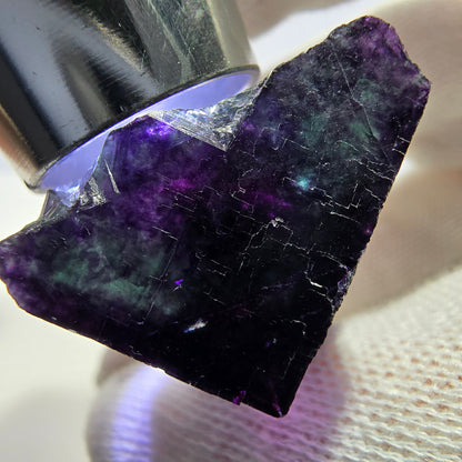 Spécimen zonal de cube de fluorite fantôme, vert violet, Okorusu, Namibie, 35 x 23 x 27 mm 