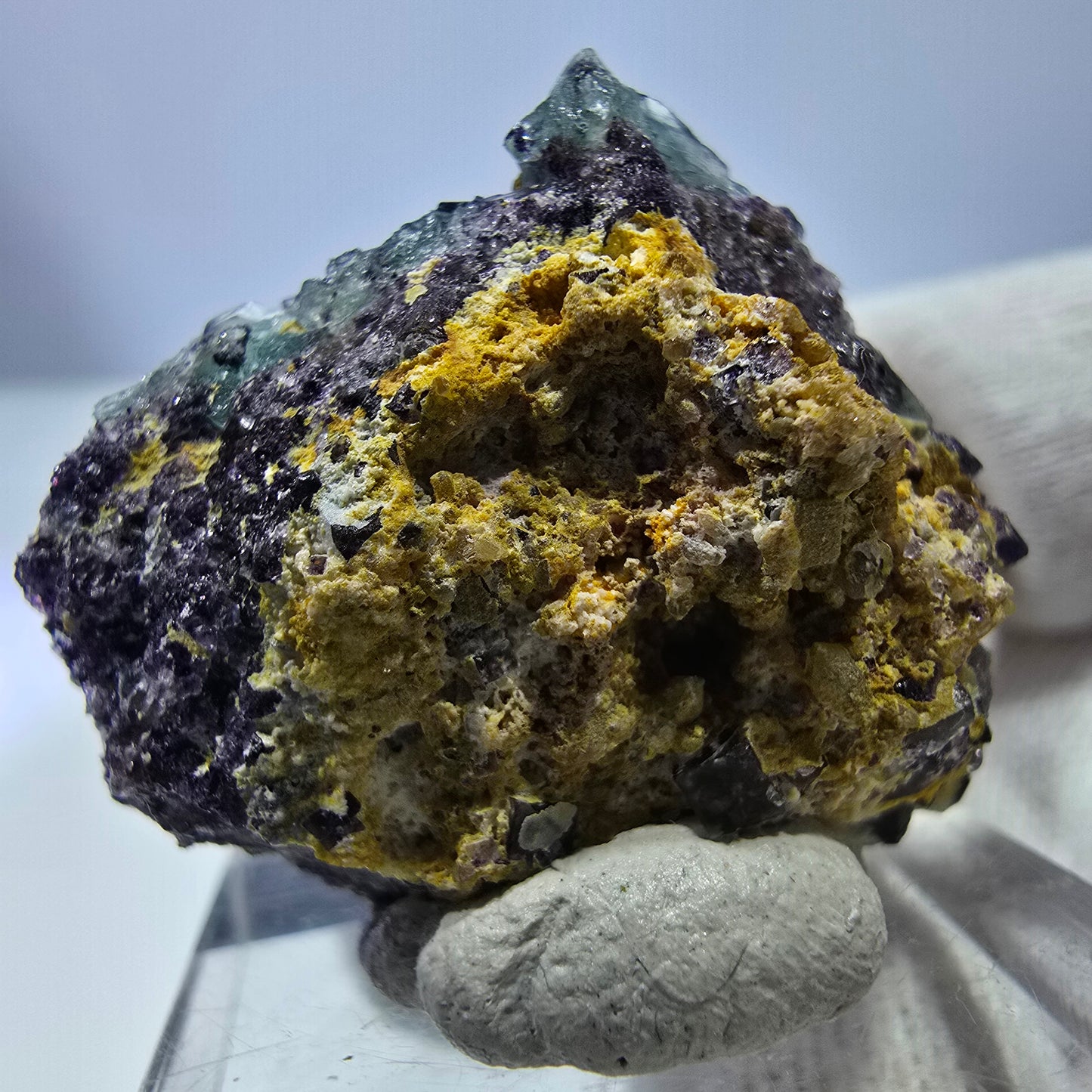 Spécimen zonal de cube de fluorite fantôme, vert violet, Okorusu, Namibie 32 x 30 x 19 mm 