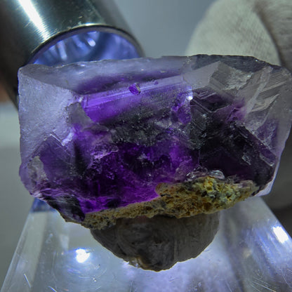 Spécimen de cube de fluorite fantôme, vert violet, Okorusu, Namibie, 26 x 18 x 15 mm 
