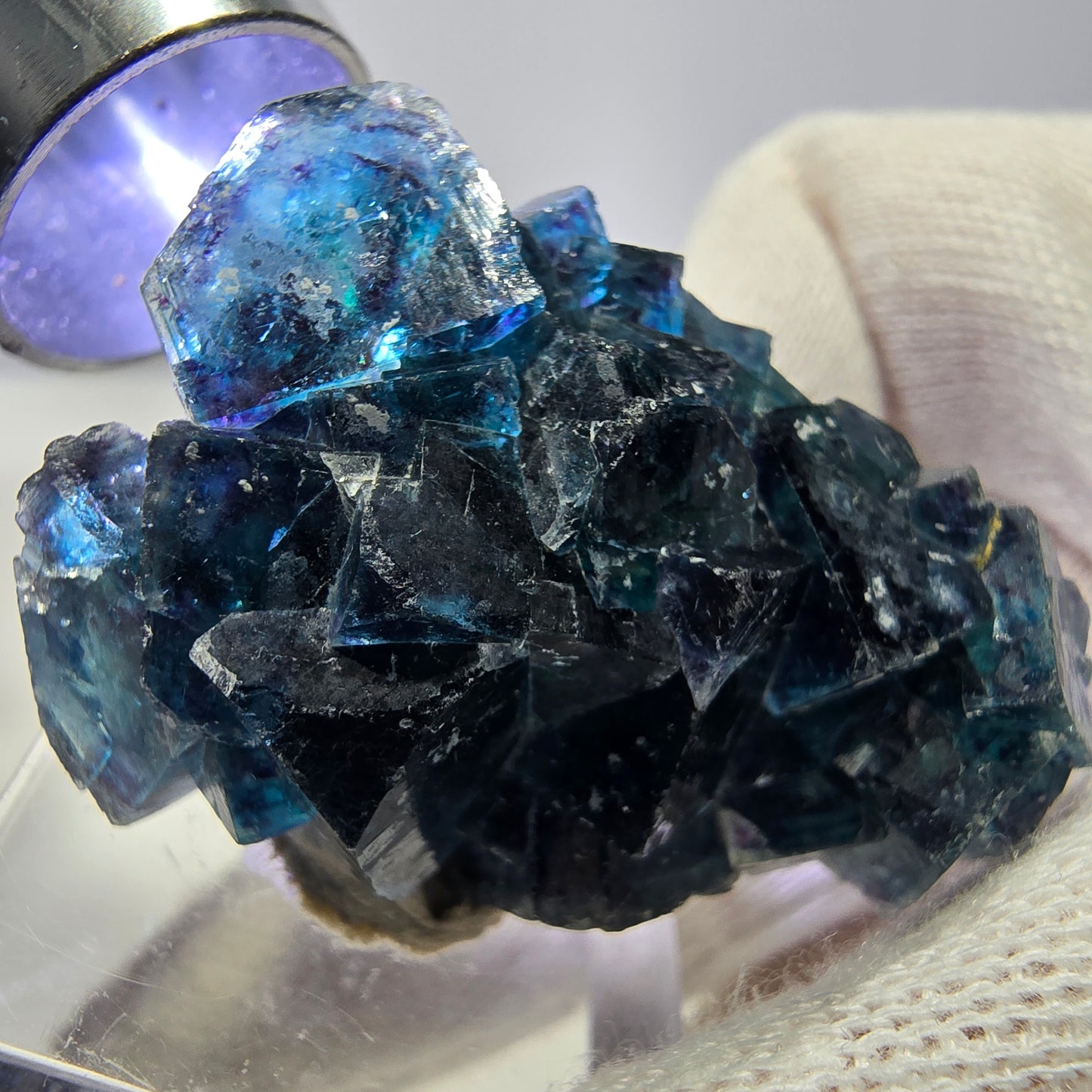 Spécimen de cube de fluorite fantôme, zonal – Nouvelle découverte ! Okorusu, Namibie, 42 x 28 x 22 mm 