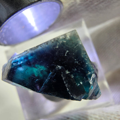 Spécimen de cube de fluorite fantôme, zonal – Nouvelle découverte ! Okorusu, Namibie, 23 x 20 x 13 mm 