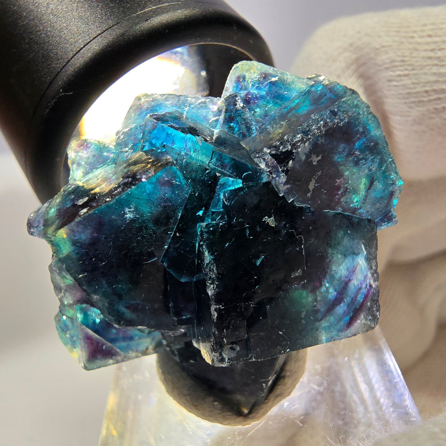 Spécimen de cube de fluorite fantôme, zonal – Nouvelle découverte ! Okorusu, Namibie, 36 x 28 x 18 mm 