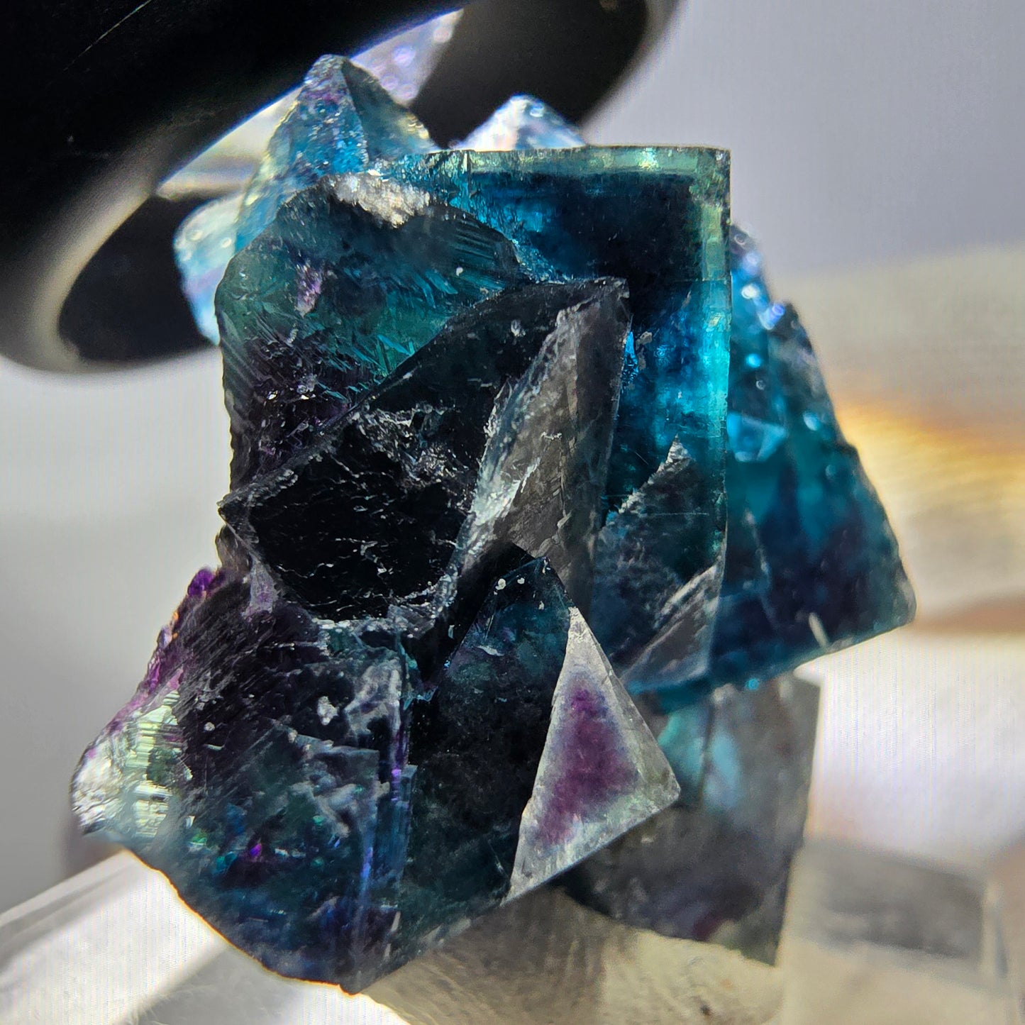 Spécimen de cube de fluorite fantôme, zonal – Nouvelle découverte ! Okorusu, Namibie, 36 x 28 x 18 mm 