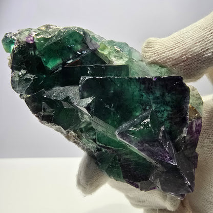 Grand spécimen zonal de cube de fluorite fantôme, vert violet Okorusu, Namibie 98*52*30mm 