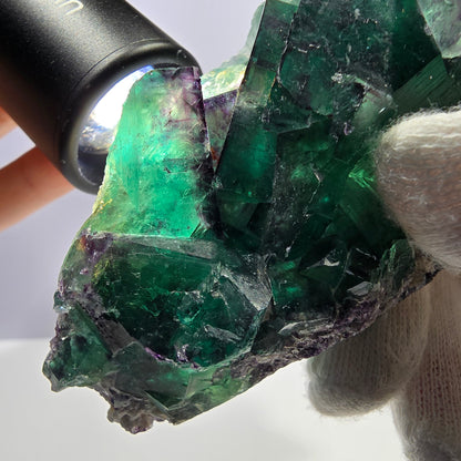 Grand spécimen zonal de cube de fluorite fantôme, vert violet Okorusu, Namibie 98*52*30mm 