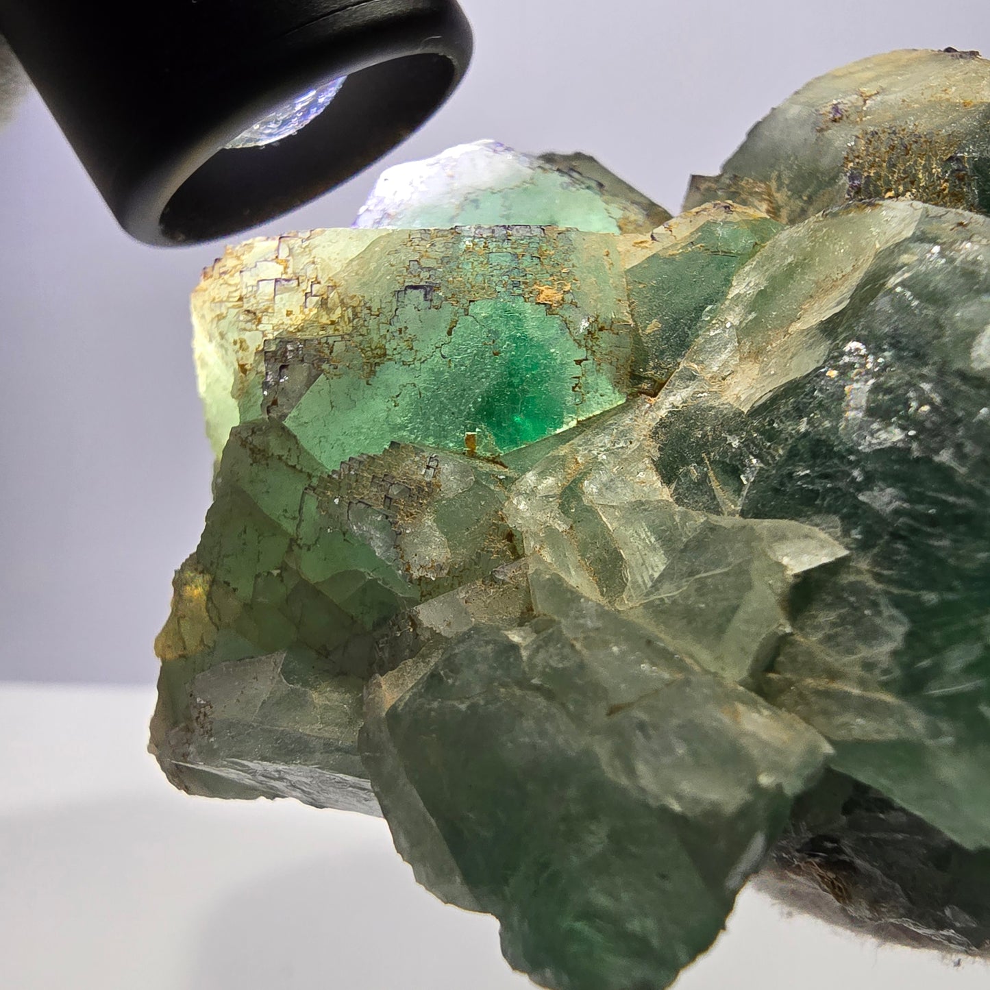 Cube de fluorite fantôme XL hexagonal à gradins zonal Erongo, Namibie 142 x 110 x 41 mm 