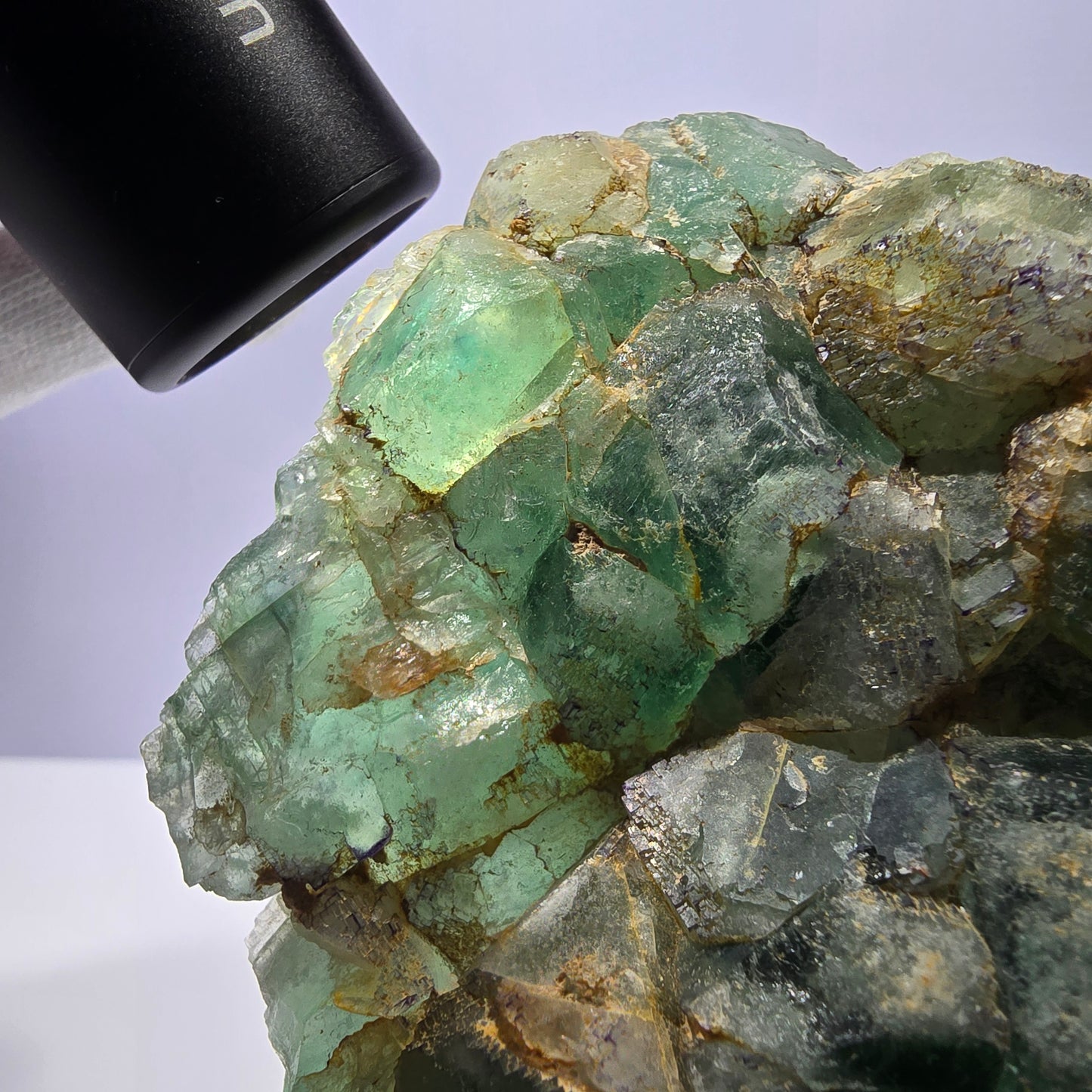 Cube de fluorite fantôme XL hexagonal à gradins zonal Erongo, Namibie 142 x 110 x 41 mm 