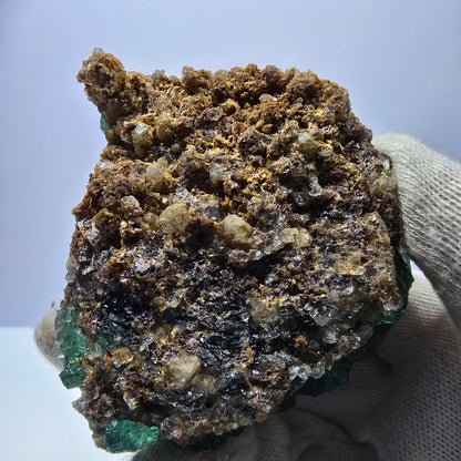 Grand spécimen de cube de fluorite fantôme, vert parqueté Okorusu, Namibie 80*72*49mm 