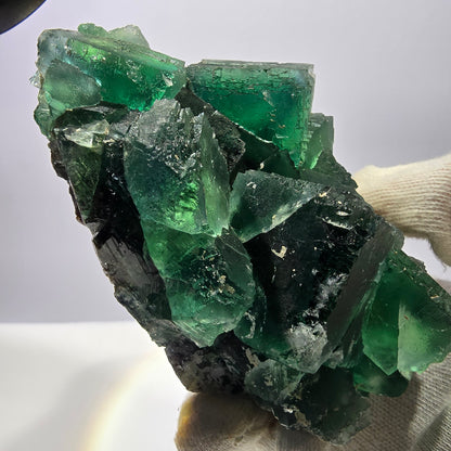 Grand spécimen de cube de fluorite fantôme, vert parqueté Okorusu Namibie 113*95*54mm 