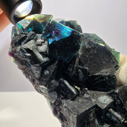 Grand spécimen de cube de fluorite fantôme, zonal – Nouvelle découverte ! Okorusu, Namibie, 116 x 72 x 30 mm 